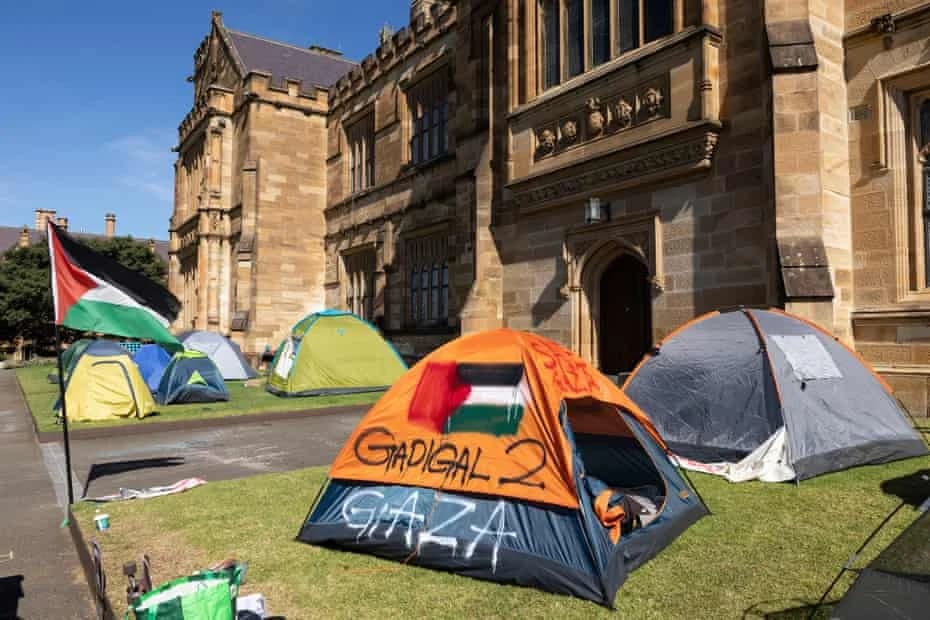 Australian University students camp out in support of Gaza