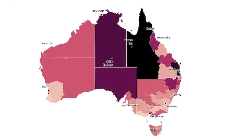 10 regions with highest unemployment rates in Australia