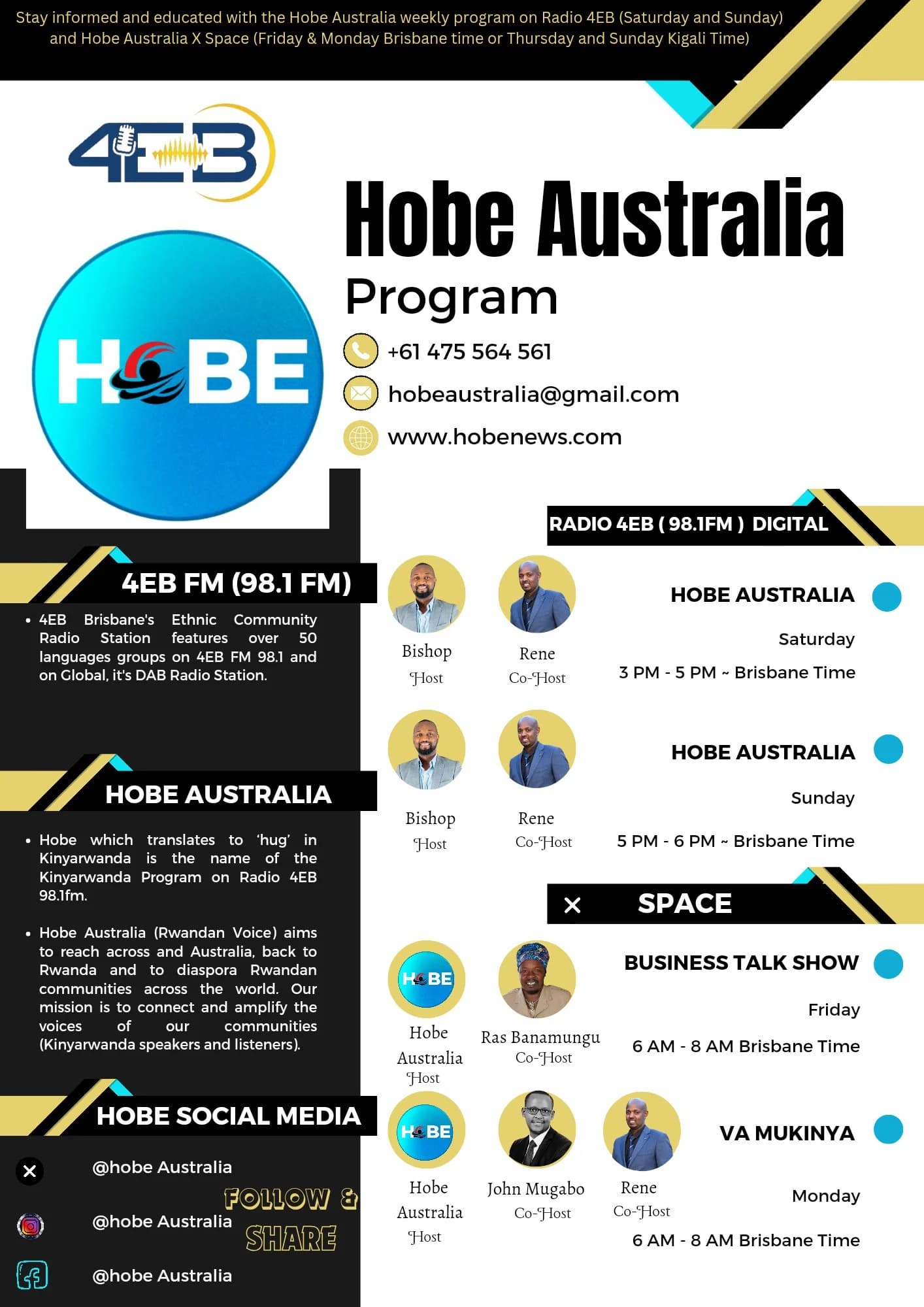 Hobe Australia Launches Engaging Weekly Program Across Radio and X Space