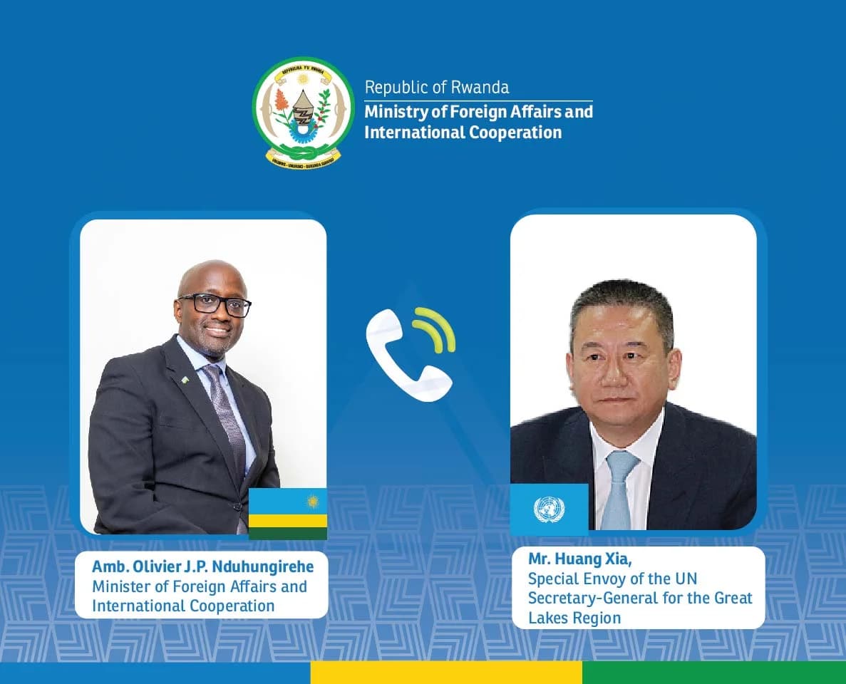Minister Nduhungirehe and UN Special Envoy Huang Xia Discuss Security and Political Solutions for the Great Lakes Region