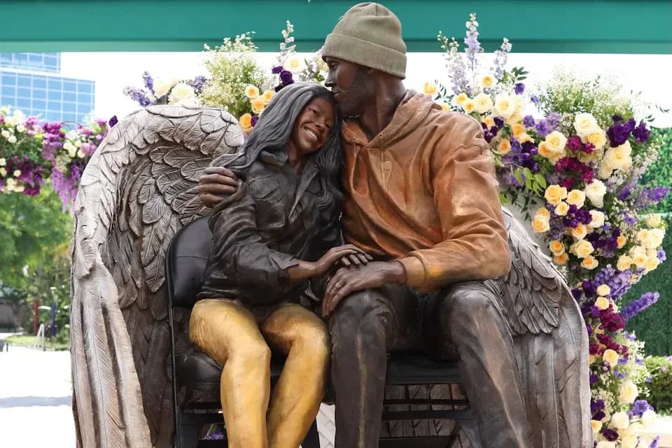 Fans Gather to Celebrate the Newly-Revealed Kobe Bryant and Gianna Bryant Statue