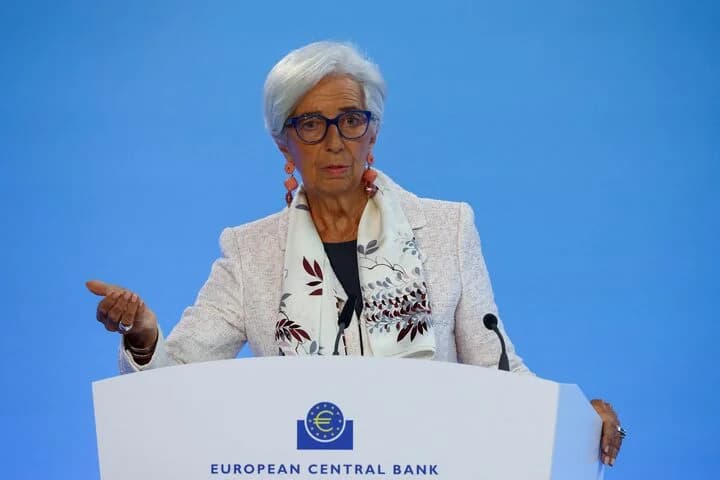 European Central Bank President Christine Lagarde Holds Press Briefing After Monetary Policy Meeting