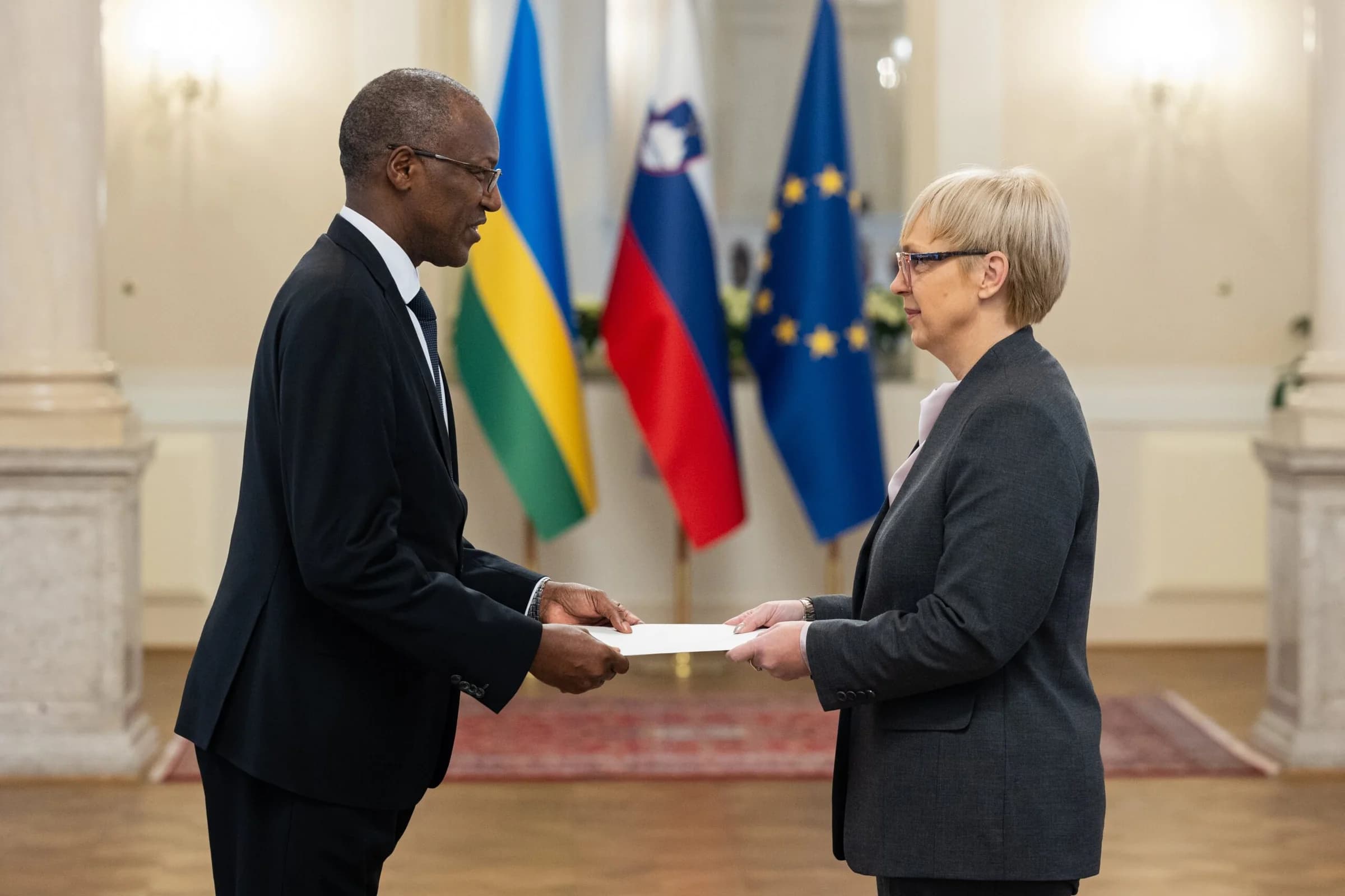 Ambassador James Ngango Presents Credentials to Slovenia President