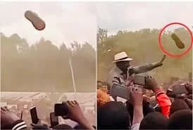 President Ruto struck by flying shoe