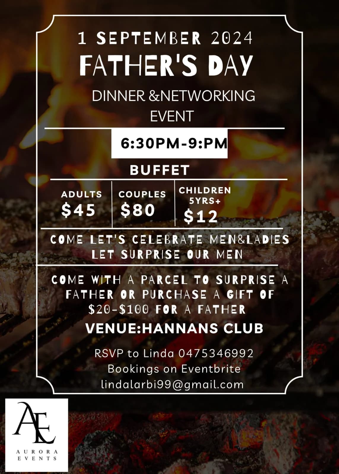 Special Father's Day Dinner & Networking Event Hosted by Aurora Events.
